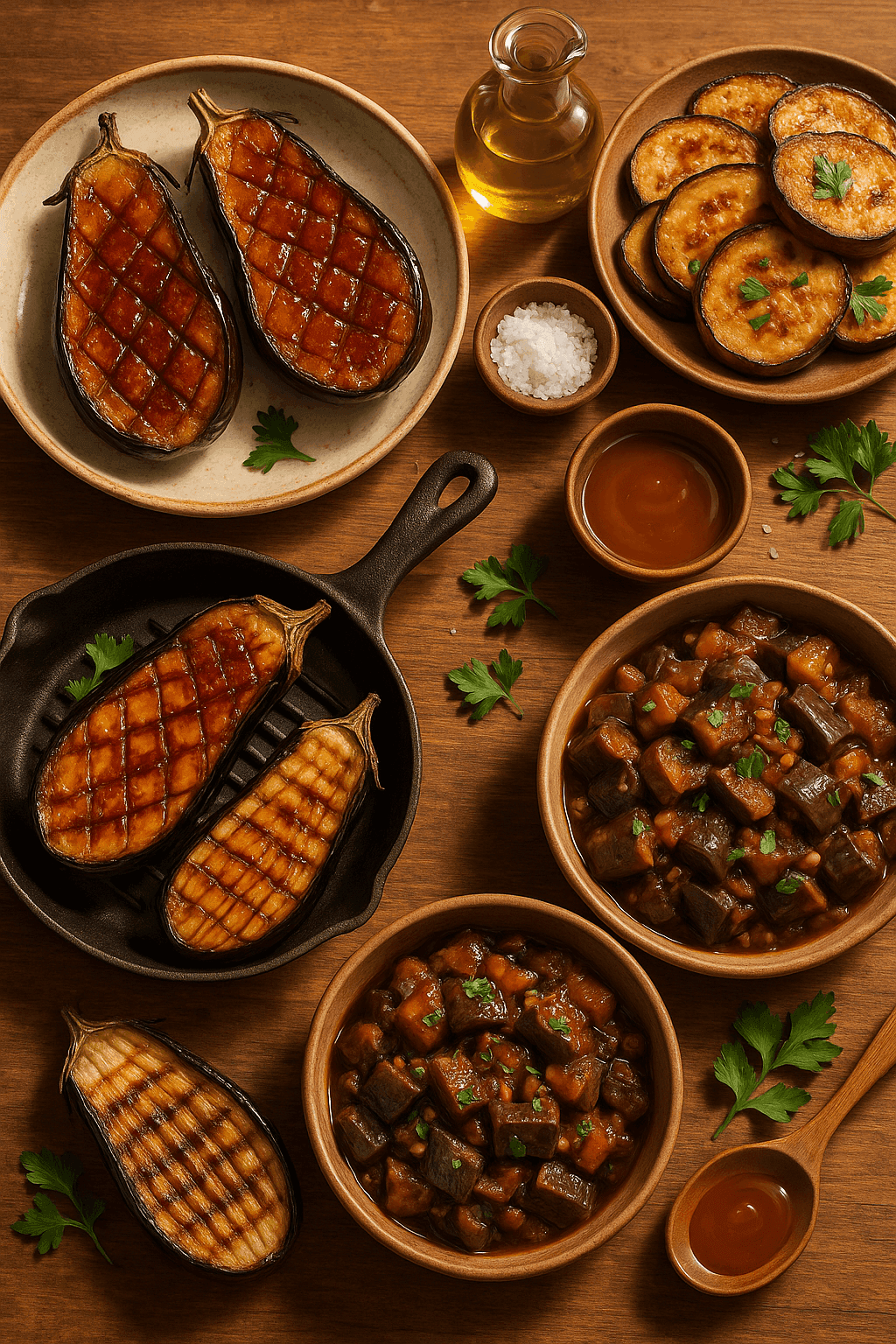 Why Eggplant Turns Silky, Spongey, or Bitter: Cell Structure, Oil Uptake, and the Salt‑Heat Rules for Better Roasting, Frying, and Braising